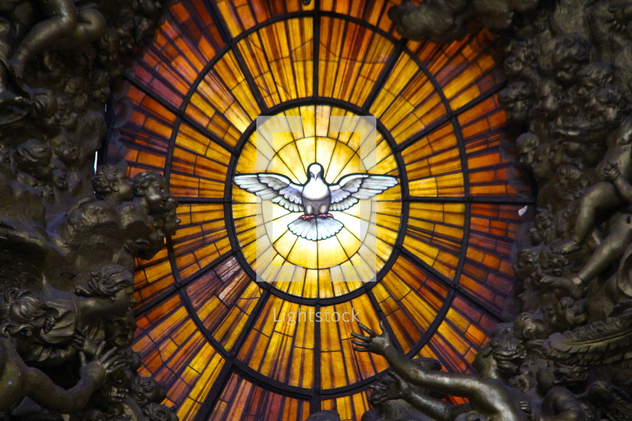 Holy spirit dove in stained glass