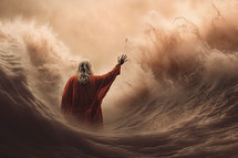 Moses parting the red sea