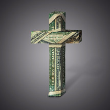 cross made with dollar bills
