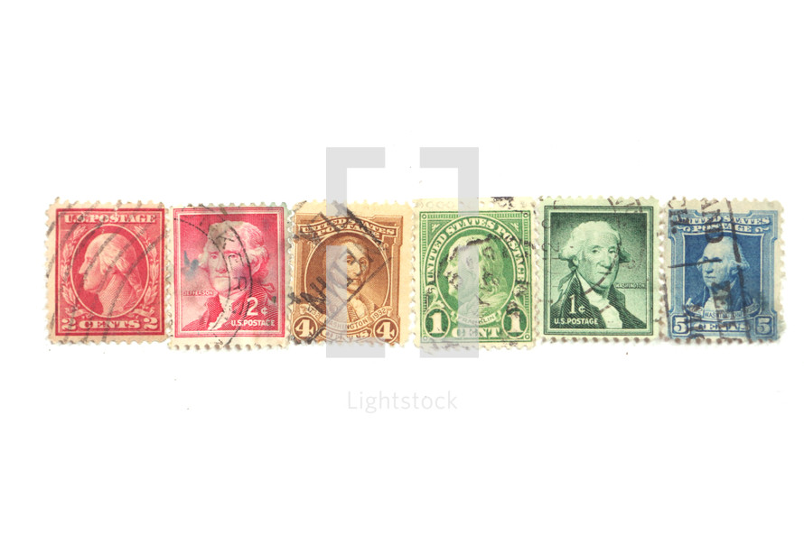 colorful vintage postage stamps 