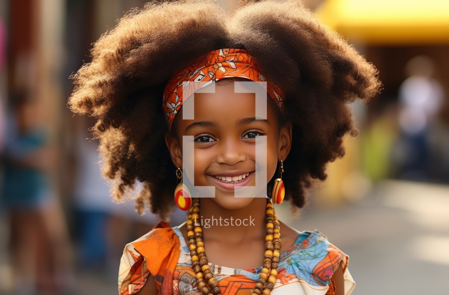 A close-up portrait of an 8-year-old African girl