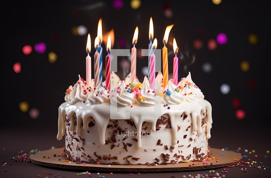 A birthday cake adorned with 8 candles