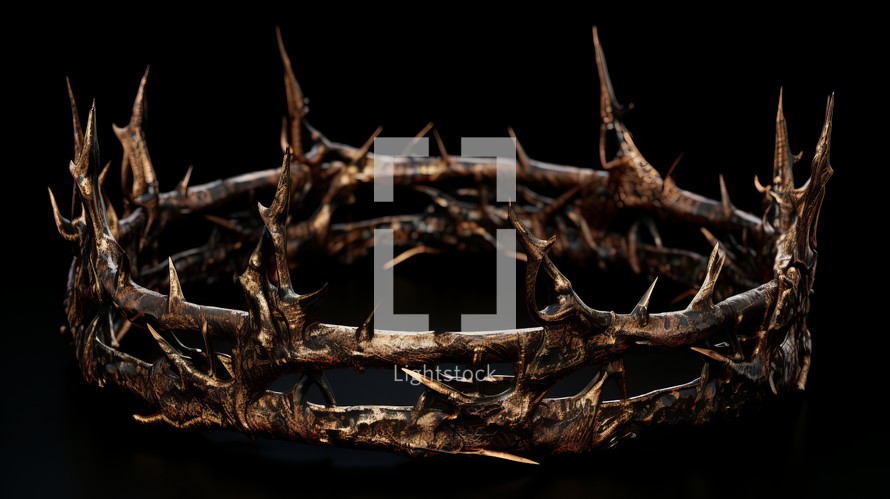 A realistic depiction of a crown of thorns made from tree branches