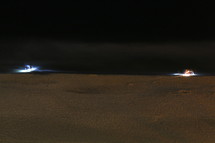 lights on a beach at night