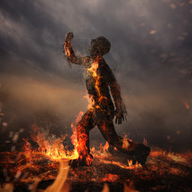 a man burning 