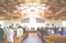 Church Congregation Service Blurred