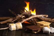Making S'mores on a Campfire