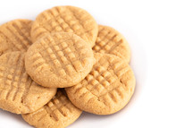 Classic Homemade Peanut Butter Cookies on a White background 