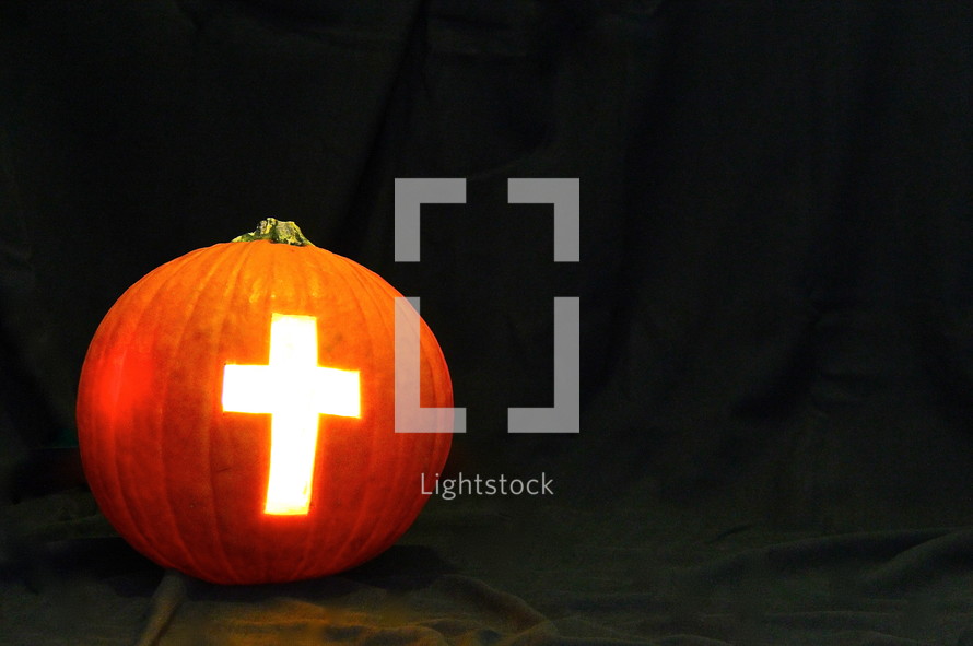 Light of the World Pumpkin with Cross of Jesus