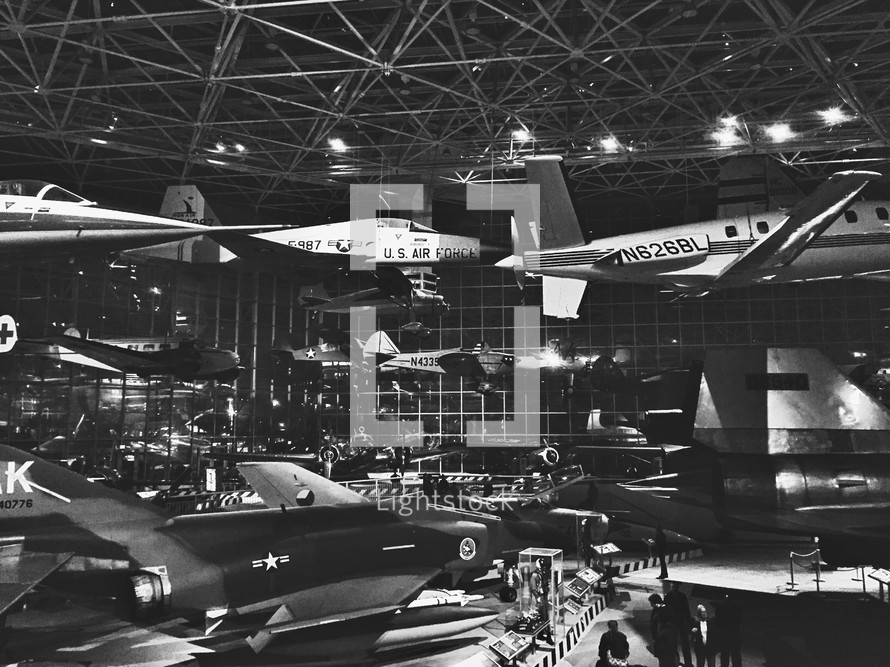 airplanes in an aviation museum 