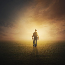 A man walking into the light 