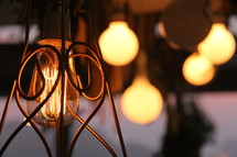 edison bulb and string of globe lights 