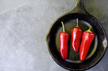 red hot chili peppers in a pan 