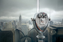 viewfinder scope on a rooftop in New York City 