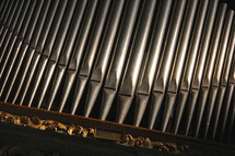 Organ pipes from a classical church organ 