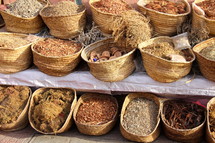 Baskets of grains.