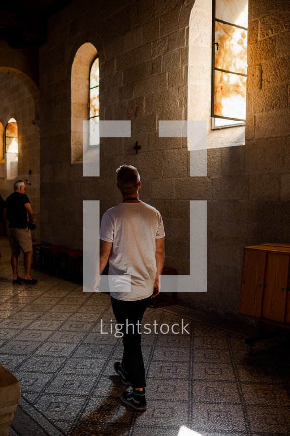 touring a historic church in Israel 