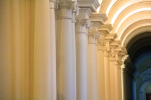 columns in a long hallway 