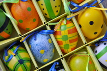 decorated eggs in a box