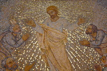 Tile mosaic of Jesus appearing to the disciples