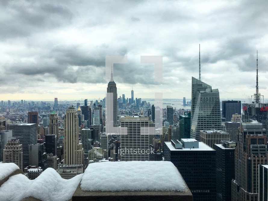 New York City skyline in winter 