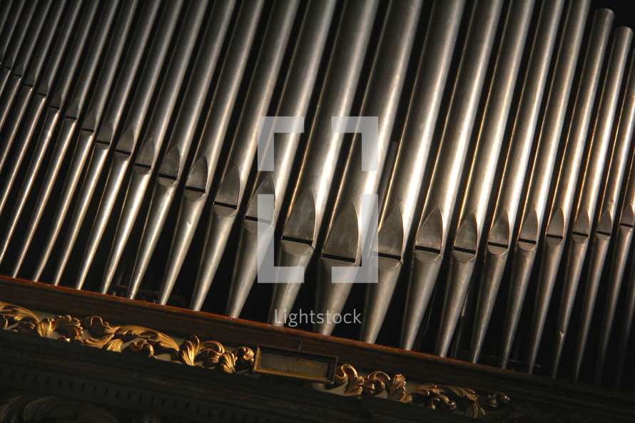 Organ pipes from a classical church organ 
