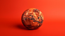 Model of Mars planet on red background. 