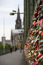 Love locks on a fence. 