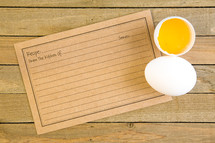recipe card and cracked egg