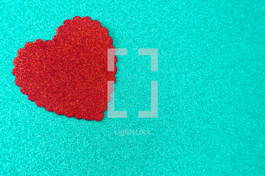 red heart on turquoise 