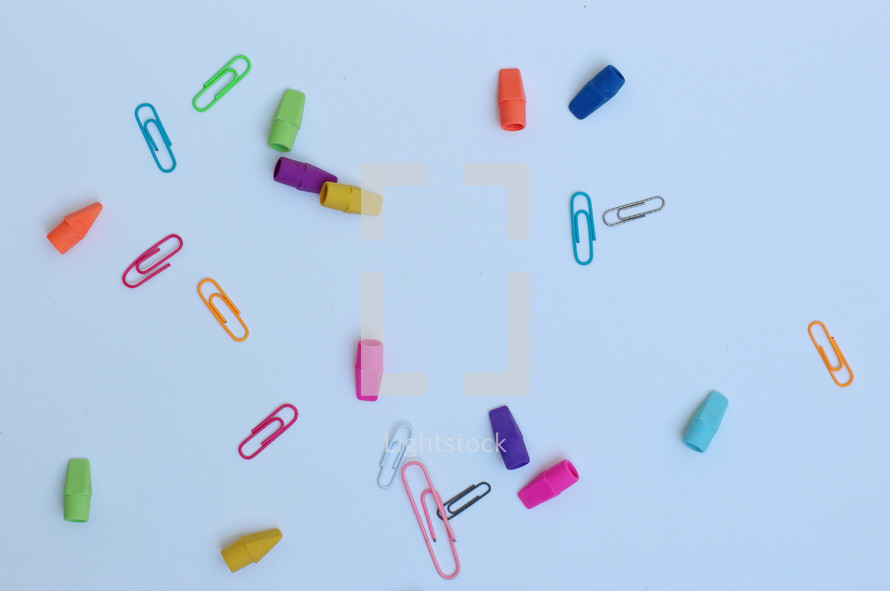 erasers and paperclips 