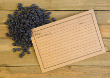 dried beans and a recipe card 