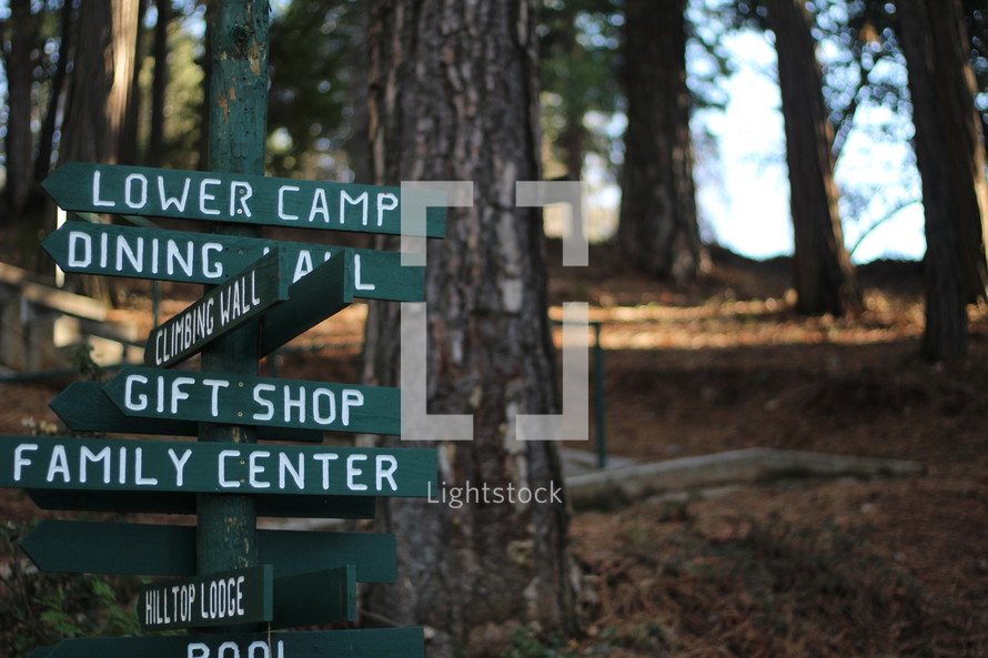 camp direction signs 