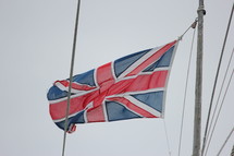British flag flying from as mast.