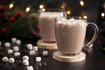 Hot Chocolate on a Table set for the Holidays