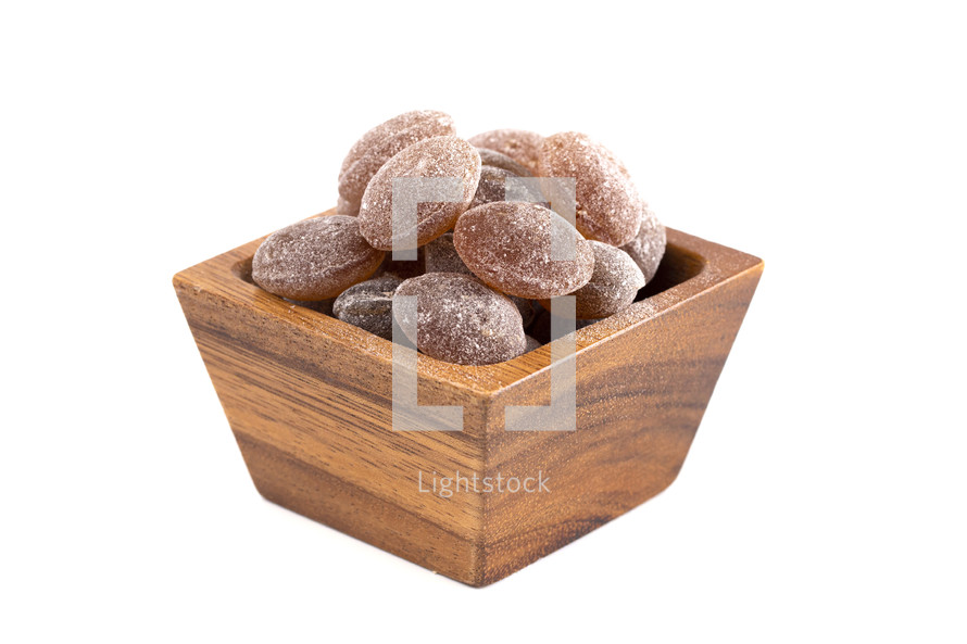 Brown Old Fashioned Hard Candies Isolated on a White Background