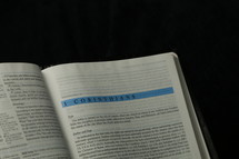 Open Bible in the book of Corinthians