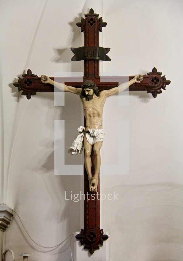 Crucifix hanging in a church 