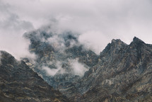 Foggy and rocky peaks