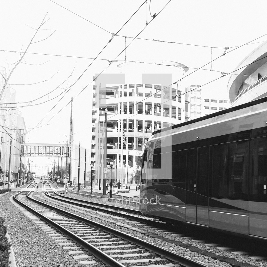 electric train in a city 