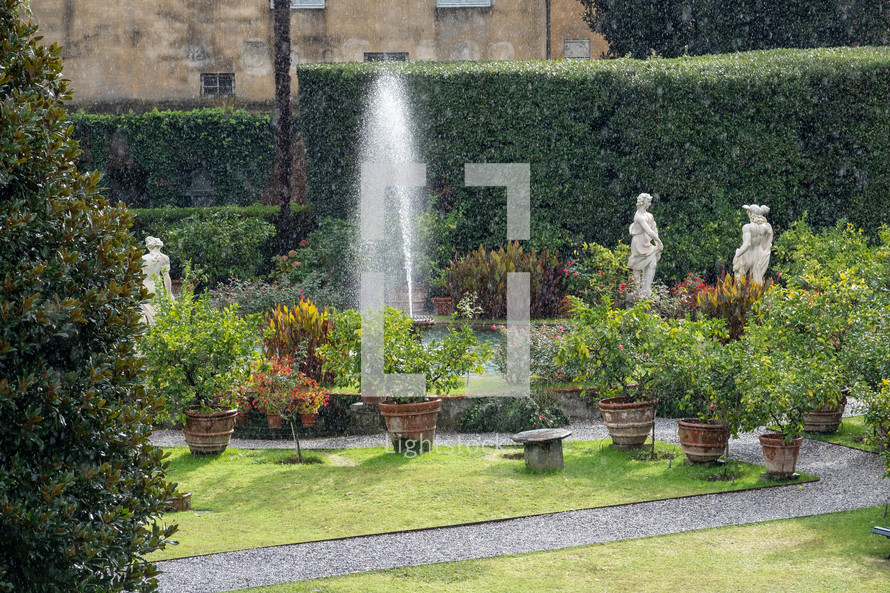 fountain in a garden 