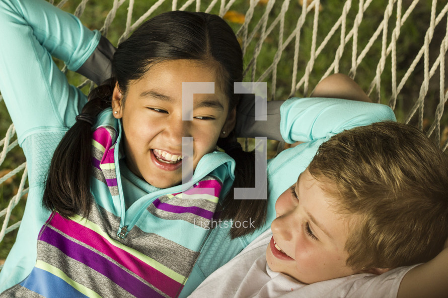 children in a hammock 