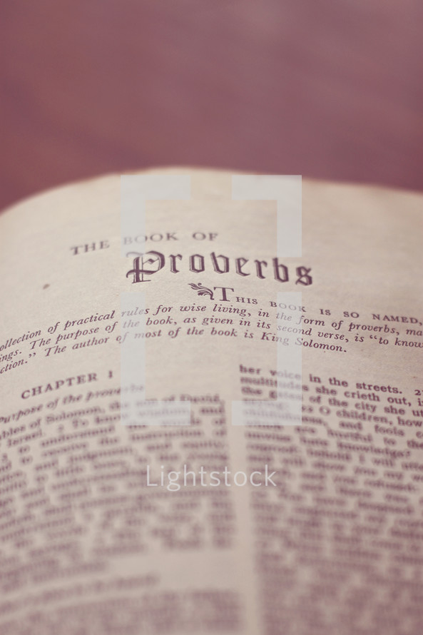 Bible open to the book of Proverbs.