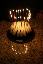 birthday candles in a cake 
