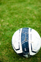 a soccer ball in the grass 