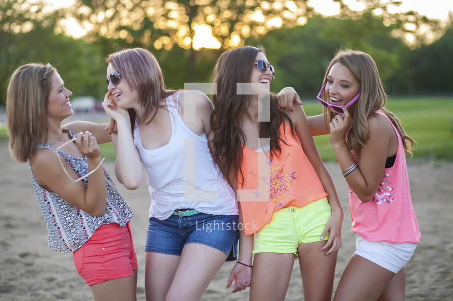 teen girls acting silly 