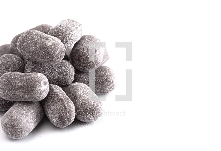 Brown Old Fashioned Hard Candies Isolated on a White Background