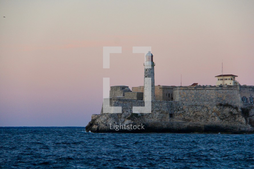 Lighthouse at the entrance to Havana harbor 