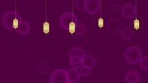 Swinging lanterns on purple background