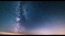 Milky way galaxy stars in starry sky background with fast clouds motion, Astronomy Time lapse Night to day